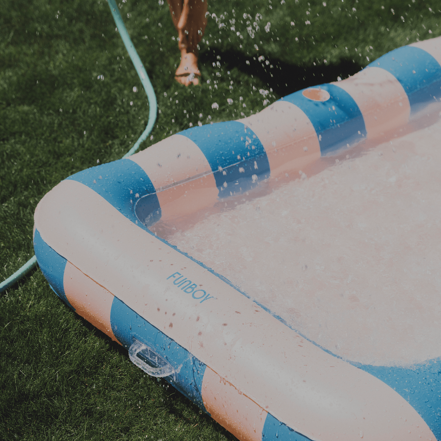 Blue & Coral Stripe Tanning Pool - use in or out of the water