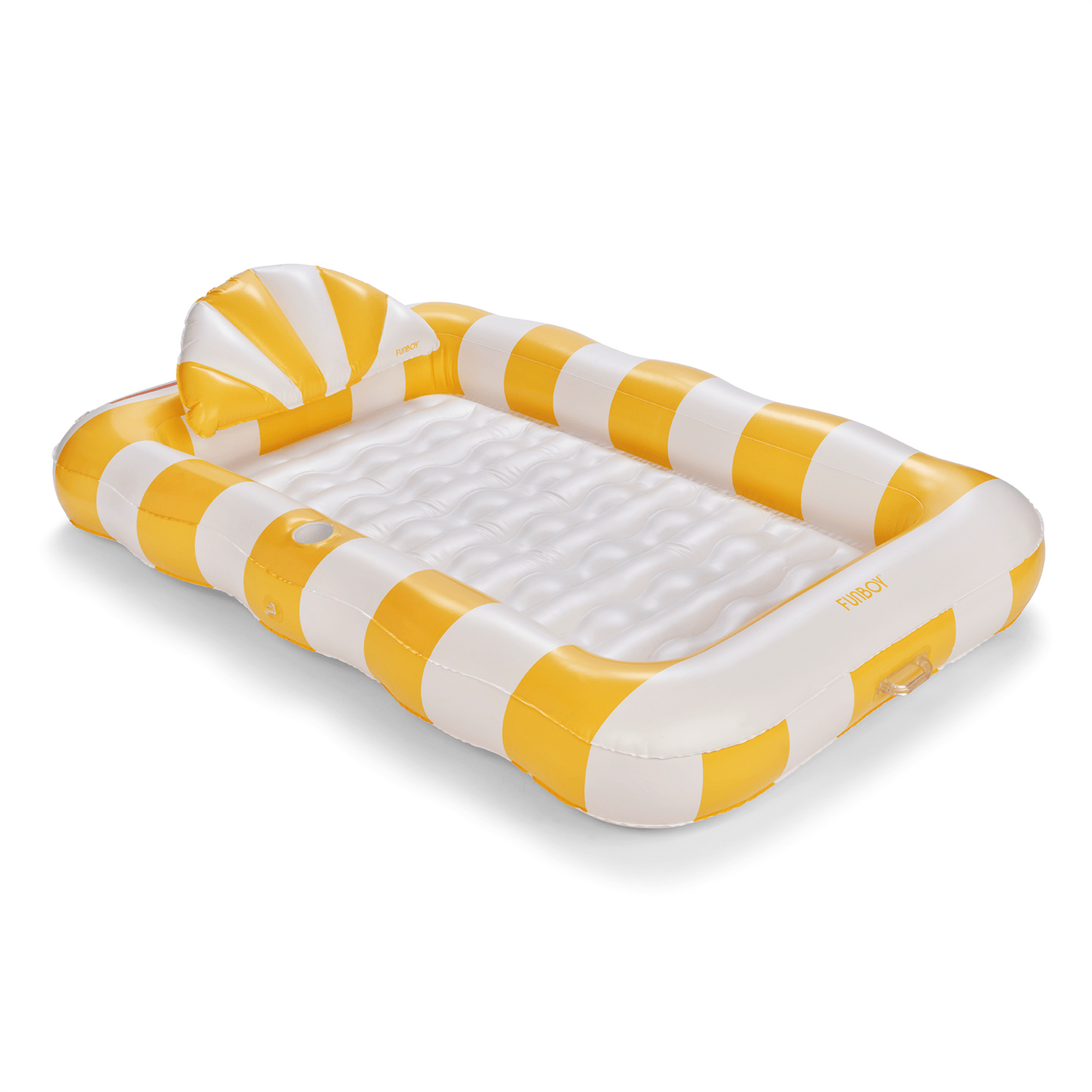 Tanning Pool Float. Yellow and White Stripe. 72"
